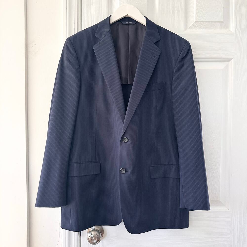 Brooks Brothers Brookscool Navy Blue Pinstripe Fitzgerald Full Canvas Blazer 42R